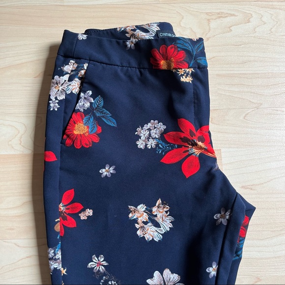 Cynthia Rowley Floral Ankle Length Slim Leg Colourful Pant Bottoms Trouser 8 - Picture 5 of 8